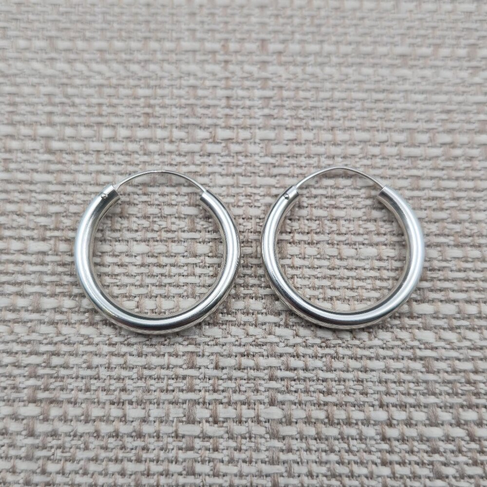 Sterling Silver Bright Hoop Dangle Earrings A7145